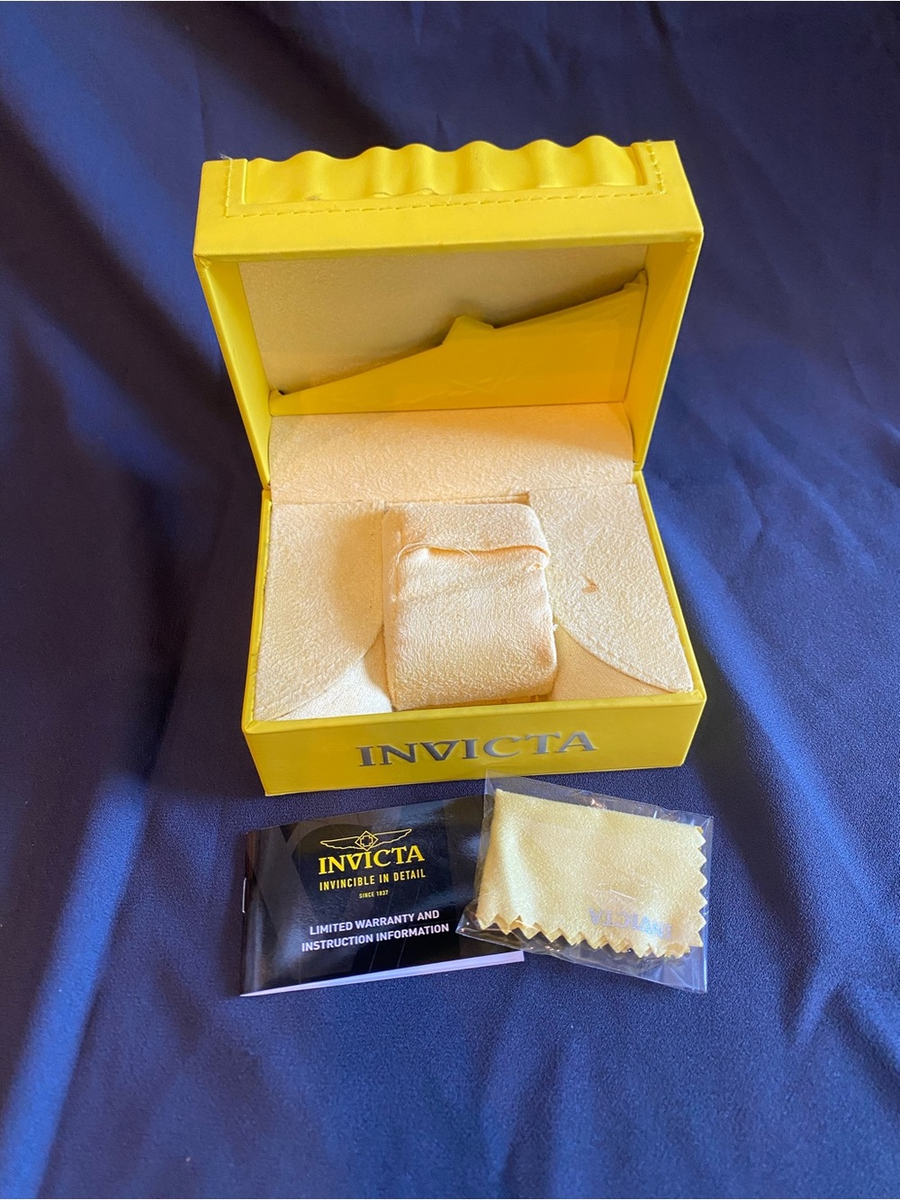 Invicta Yellow Watch Presentation Box with Pillow and Cloth